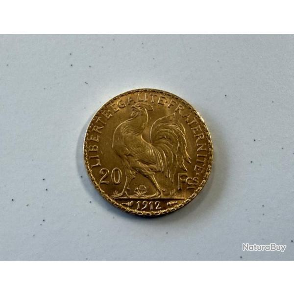 Pice 20 francs or - 1912 (Louis d'or) - Marianne coq