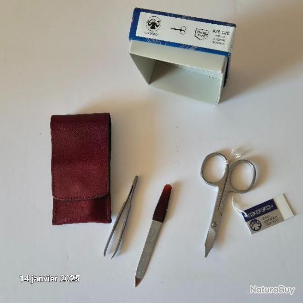 Trousse Manucure Dovo Solingen bordeaux - 4 pices , qualit haut de gamme, neuf