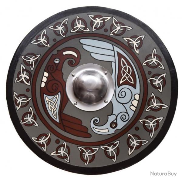 Bouclier vikink avec motif corbeau et triquetras 61 cm / reproduction