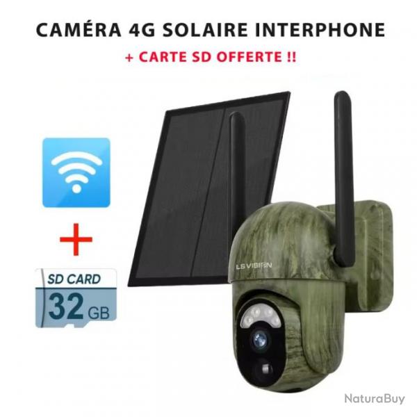 CAMRA 4G SOLAIRE AUTONOME + CARTE SD OFFERTE - LIVRAISON GRATUITE