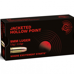 Munitions GECO cal.9mm PARA JHP Hollow Point 115 Gr 20 boites (1000 munitions )