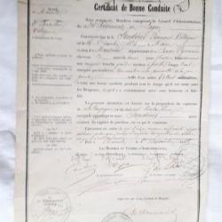 FR391407c  Certificat bonne conduite 1852 du 36°Rgt de Ligne