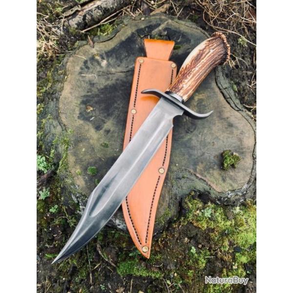 norme bowie d'artisan / bois de cerf / acier carbone 1075