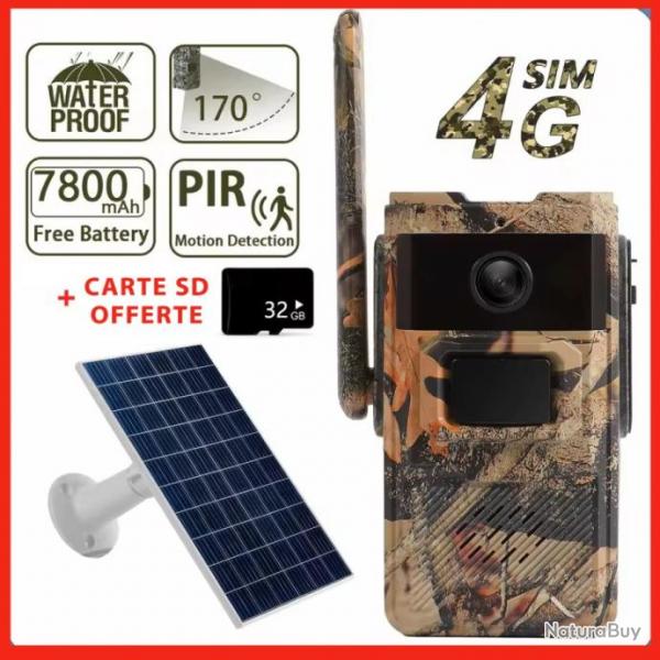 CAMERA 4G SOLAIRE + CARTE SD OFFERTE INTERPHONE - LIVRAISON GRATUITE