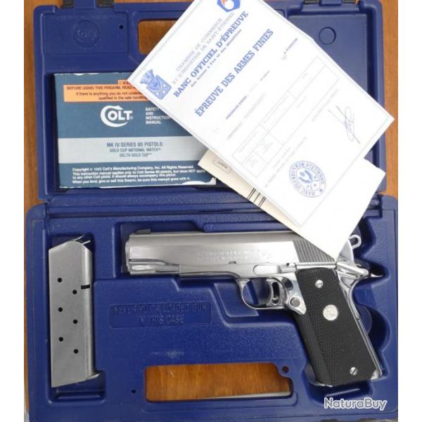 Pistolet Colt 1911 Gold Cup National Match Inox calibre 45 Acp