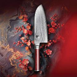 Kai DM-0717RD Grand Santoku, longueur de lame 19 cm Édition limitée avec manche veiné rouge
