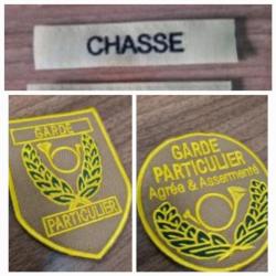 Lot de bande chasse + 2 écussons garde particulier