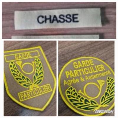 Lot de bande chasse écussons garde particulier Patchs et