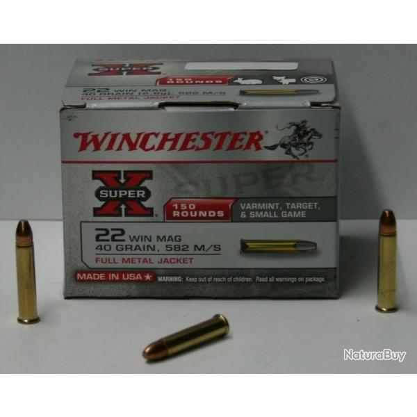 CARTOUCHE WINCHESTER CAL. 22MAG 40GR SUPER-X JHP X150