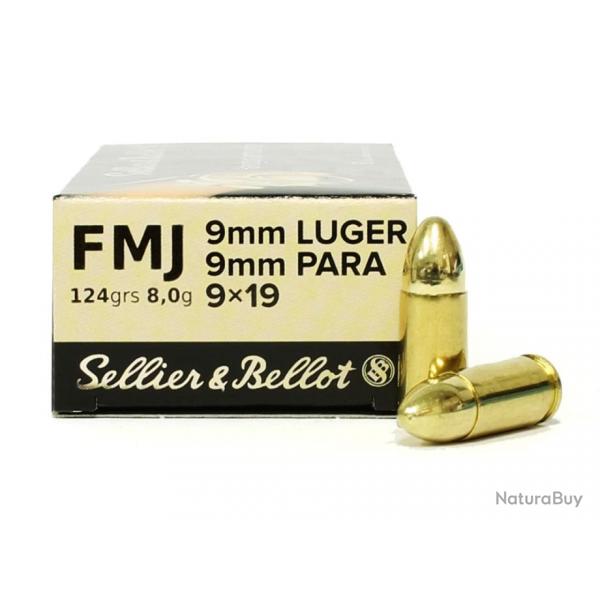 SELLIER BELLOT 9MM LUGER 7.5G/124GR BOITE DE 50 MUNITIONS