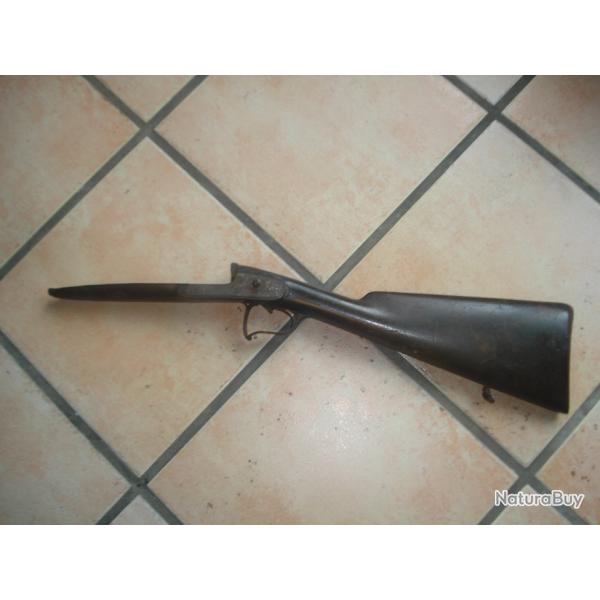 fusil juxtapos  percussion pour poudre noire calibre 16 canon damas  , manque les 2 chiens