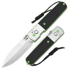 Couteau Pliant CJRB Locust Black/Green Lame Spear Point AR-RPM9 G10 Button Lock IKBS J1951SBK