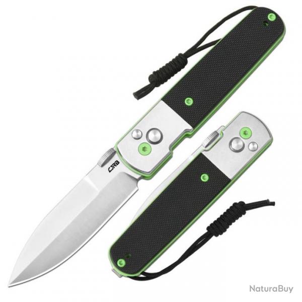 Couteau Pliant CJRB Locust Black/Green Lame Spear Point AR-RPM9 G10 Button Lock IKBS J1951SBK