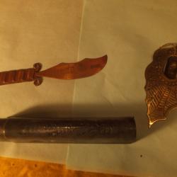 3 objets .Guerre de 1814/1918 artisanat de poilu,  Les photos font office de description.