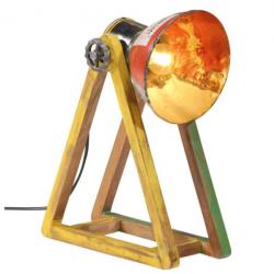 Lampe de Bureau Vintage en Bois de Manguier et Métal - 25W, Style Industriel, Multicolore