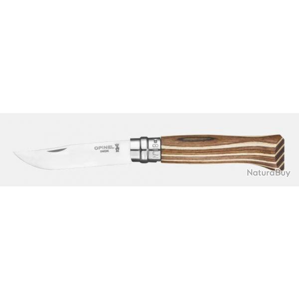 COUTEAU OPINEL N08 BOULEAU LAMELLE BRUN