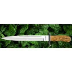 COUTEAU LAME 255 MM  MANCHE OLIVIER  AVEC ETUI CUIR ( 013202)