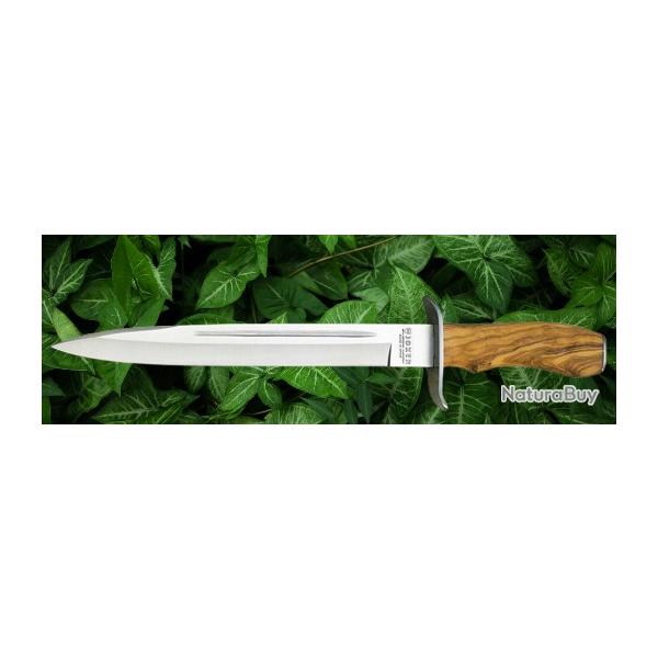 COUTEAU LAME 255 MM  MANCHE OLIVIER  AVEC ETUI CUIR ( 013202)