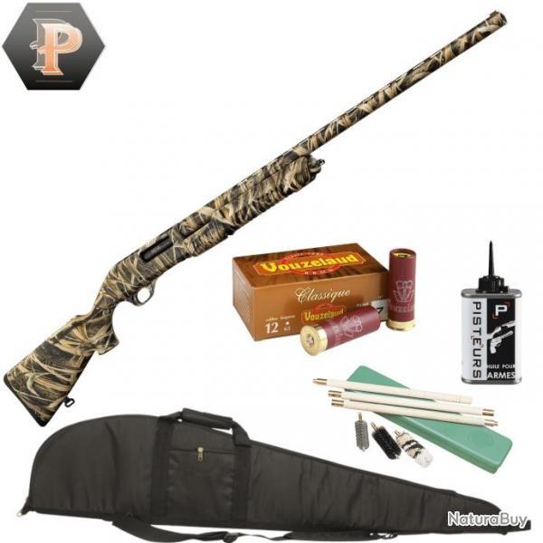 Pack chasseur ! Fusil de chasse  pompe camo Yildiz S76 cal 12/76 + mun + fourreau + nettoyage