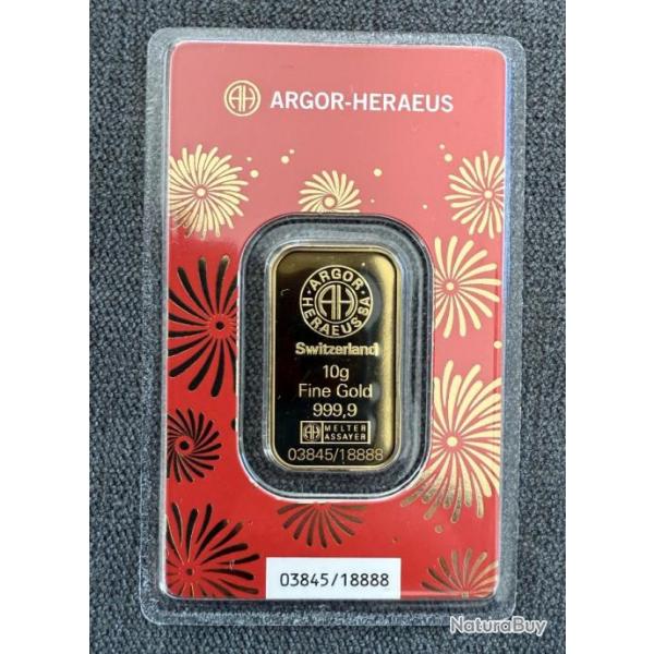Magnifique lingot suisse en or 10g - Edition limite - anne du serpent