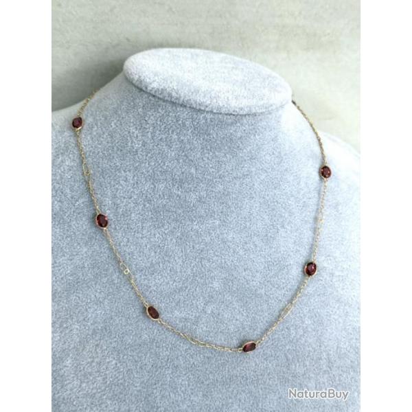 Magnifique parure or 18 Carats - Collier et bracelet - pierres rouges