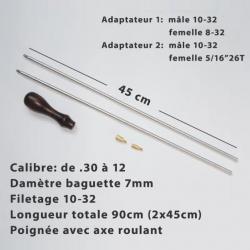 Baguette de nettoyage 2x45cm en aluminium avec poignée en bois rotative - LIVRAISON GRATUITE