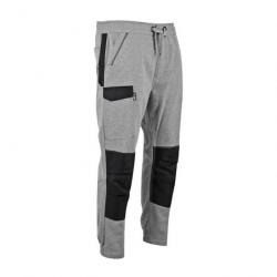 Pantalon jogging molleton LMA CRYPTO taille L gris chiné/noir élastique