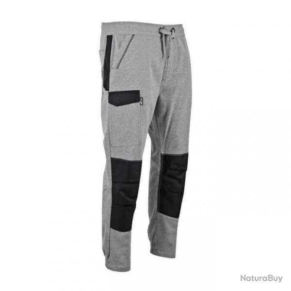 Pantalon jogging molleton LMA CRYPTO taille L gris chin/noir lastique