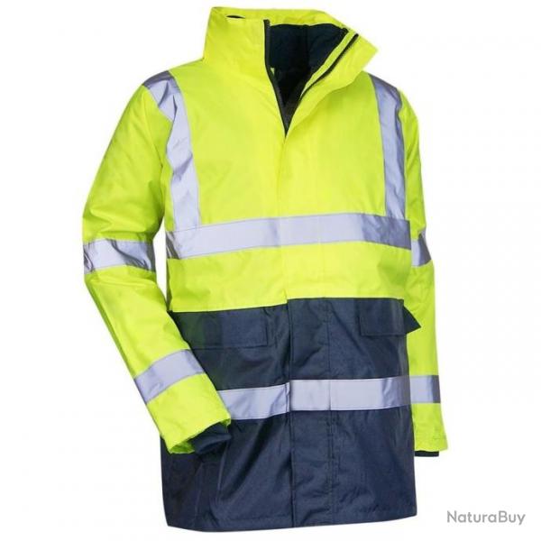 Parka 4 en 1 haute visibilit LMA 5002 Prevention taille 8 jaune fluo/marine 100% polyester