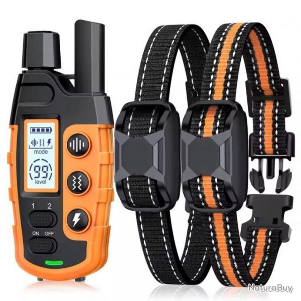 2x colliers de dressage 3 modes bip/vibration/choc - orange - manuel en franais - livraison gratuit