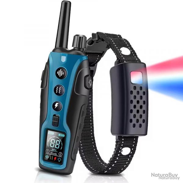 COLLIER DE DRESSAGE POUR CHIEN MULTIMODES - BLEU - MANUEL FRANAIS - LIVRAISON GRATUITE
