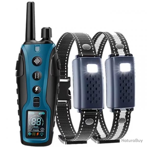 2 colliers de dressage lectrique pour chien bleu - 4 modes - manuel en franais - livraison gratuit