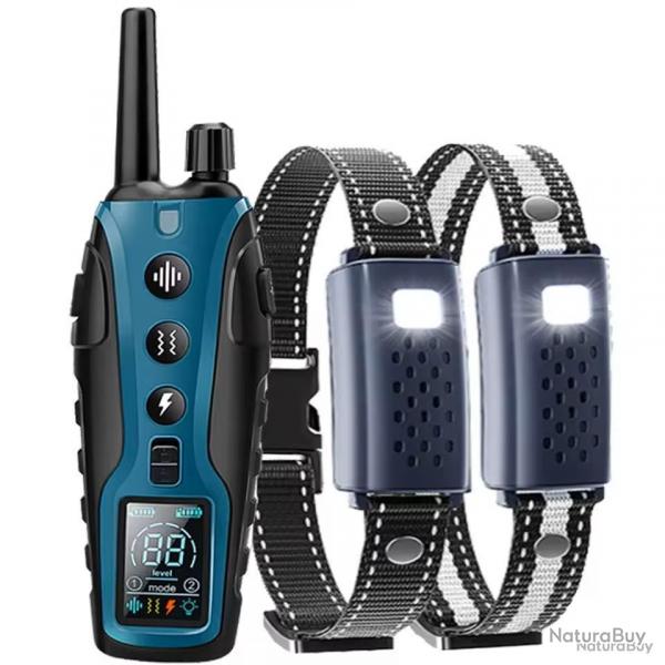 2x COLLIERS DE DRESSAGE POUR CHIEN MULTIMODES - BLEU - MANUEL FRANAIS - LIVRAISON GRATUITE