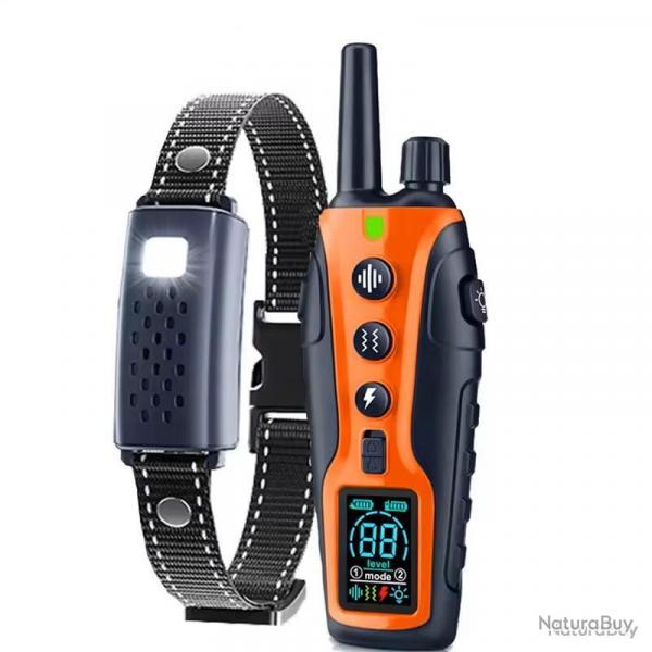 COLLIER DE DRESSAGE POUR CHIEN MULTIMODES - ORANGE - MANUEL FRANAIS - LIVRAISON GRATUITE