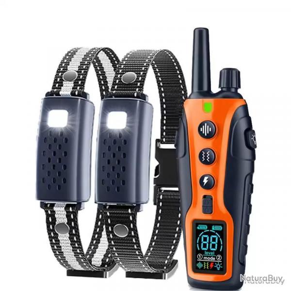 2x COLLIERS DE DRESSAGE POUR CHIEN MULTIMODES - ORANGE - MANUEL FRANAIS - LIVRAISON GRATUITE