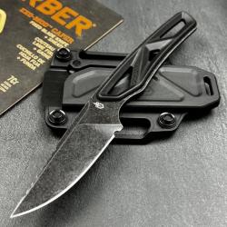 Couteau Skinner Survie Gerber Exo-Mod Caper Black Lame Acier 7Cr17MoV Etui Polymer