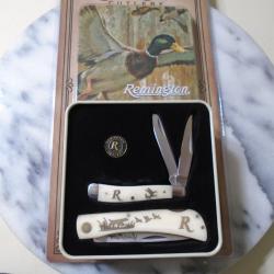 Coffret Cadeau Collecteur Remington Duck Tin Lame Acier Inox Manche en Os Édition Limitée