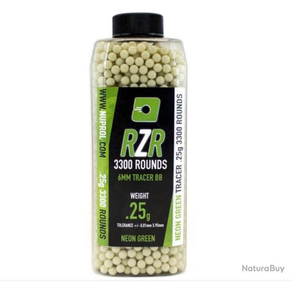 Billes Airsoft 6mm RZR 0.25g bouteilles 3500 bbs TRACER vertes 0,25g VERTE