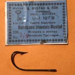 70 hameçon n 3/0 oeillet bronzé  renversé ref 197b tige longue. simple. pêche mer mustad