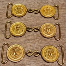 Lot de 3 boucles de ceinturon de grande tenue d'officiers généraux - gendarmerie