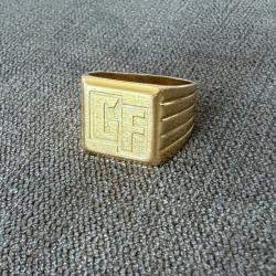 Chevalière massive or massif 18 carats - bague homme - taille 60 - monogramme GF