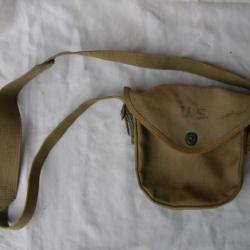 WW2 US POUCH PORTE CHARGEUR MILITAIRE AMÉRICAIN DE THOMPSON TAMBOUR CAMENBERT 1942 SANGLE MARQUÉE