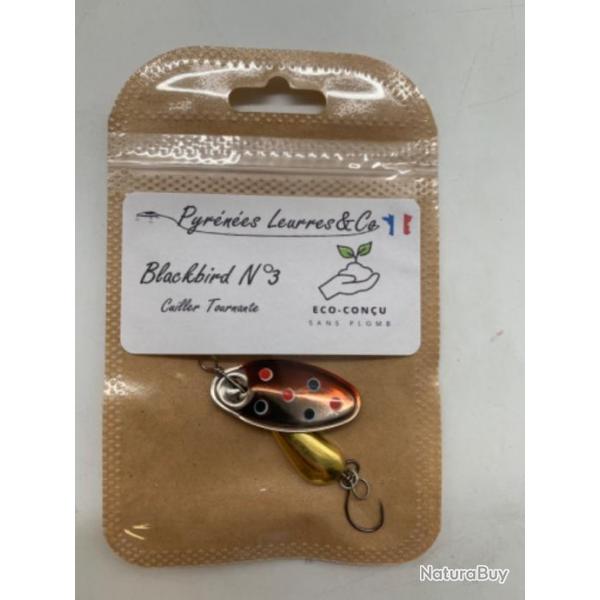 cuillere tournante Pyrnes Leurres Blackbird n3 5,6g argent fario