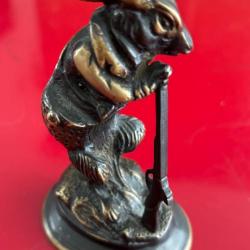 Sculpture vintage en bronze  Lapin Chasseur, Alphonse-Alexandre Arson, XIXème