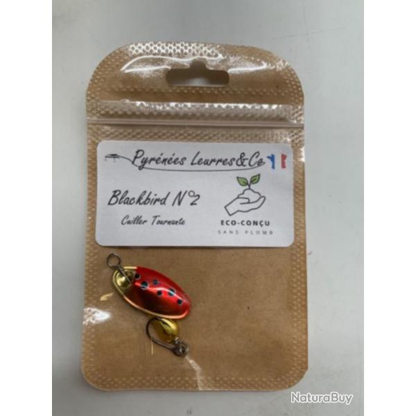 cuillere tournante Pyrnes Leurres Blackbird n2 3,3g or rouge