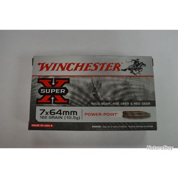 1 BOITE DE 20 MUNITIONS WINCHESTER 7X64 POWERPOINT 162 GR / 10.5 G NEUVE