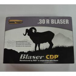 1 BOITE DE 20 MUNITIONS BLASER CALIBRE 30 R BLASER CDP 165 GR/10.7G NEUVE