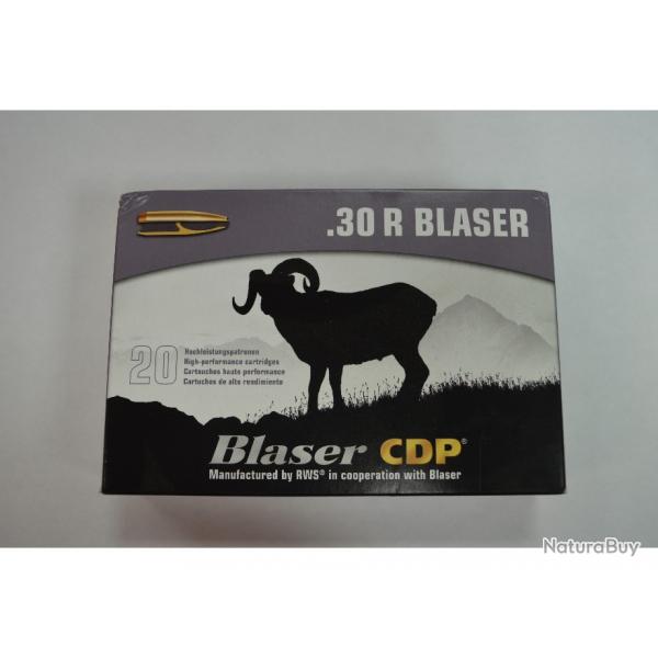 1 BOITE DE 20 MUNITIONS BLASER CALIBRE 30 R BLASER CDP 165 GR/10.7G NEUVE