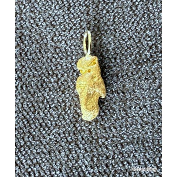 Petite ppite naturelle en or 22 / 24 K avec montage or 18 carats - Origine : Alaska