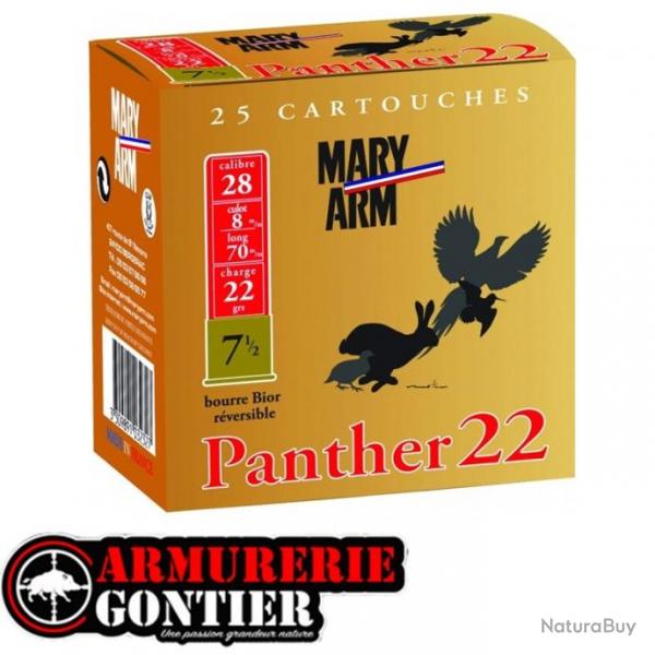 Cartouches MARY ARM PANTHER 22 calibre 28/70 N7.5 22g bior